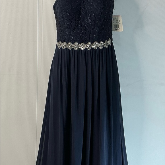 David's Bridal Dresses & Skirts - David's Bridal Navy Strapless Lace Bodice Gown with Beaded Waist
